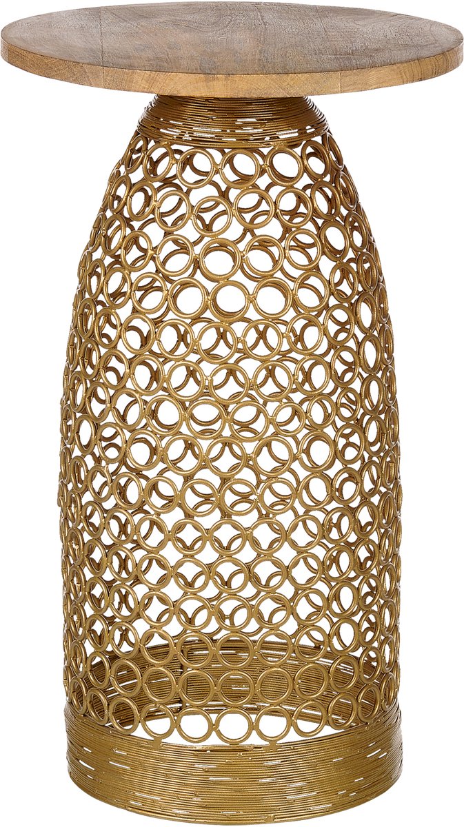 Beliani WAIHI - Bijzettafel - Lichte houtkleur - Mangohout Goud