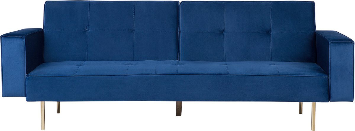 Beliani VISNES - Slaapbank 3-zits - Marineblauw - Fluweel