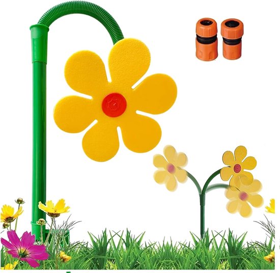 Jet D'eau Enfant Et Chien Arroseur Tournesol Dansant 75 Cm – 360° Rotatif, Pour Enfants, Chiens Et Jardin – Rouge Et Jaune