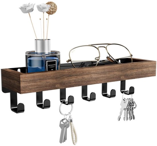 QILICZ Sleutelrek met plank, wandrek voor sleutelrek, brievenhouder, krantenstandaard, sleutelopslag en krijtbord, brievenhouder, sleutelhouder, wandgarderobe, vintage wit