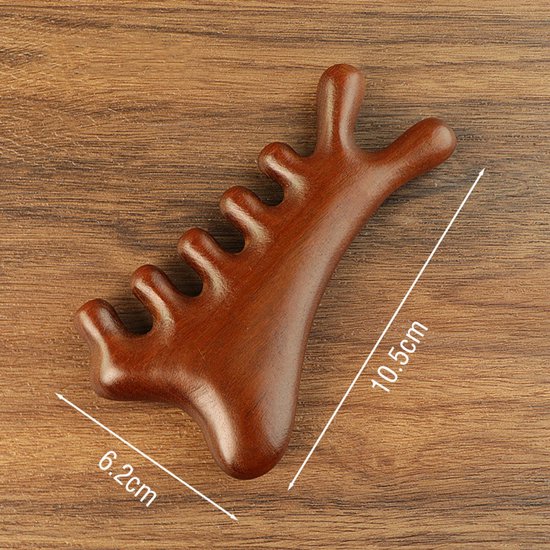 Massagekam - Kam - Gua Sha-massagetool - Hoofdhuidverzorgingsmassagekam - Gezichtsmassage - Combineert Gua Sha- en Shiatsu-functies - Geschikt voor dagelijkse verzorging thuis, ontspanning op kantoor en ontspanning op reis - bruin