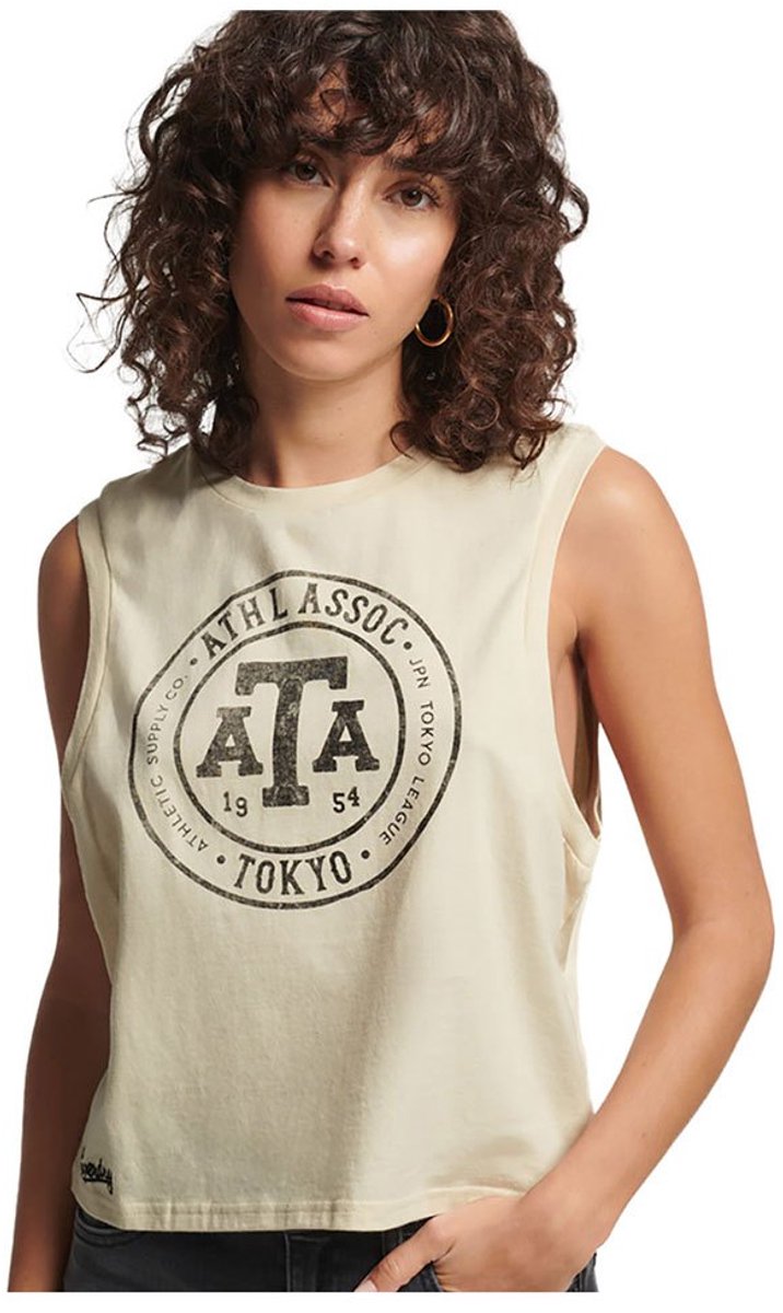 Superdry Vintage Collegiate tanktop Dames Vesten Oatmeal