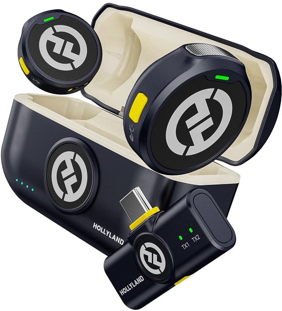 Microphone sans fil USB-C Hollyland Lark M2, qualité studio 48 kHz, portée 300 m, enregistrement 40 h, réduction du bruit, prise USB-C, pour production vidéo