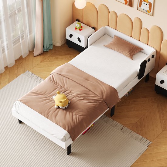 Kinderbed Eenpersoonsbed 90x200 cm van Massief Hout - Veilig en comfortabel, ideaal voor jongens en meisjes van 3-8 jaar, Wit (Zonder Matras)