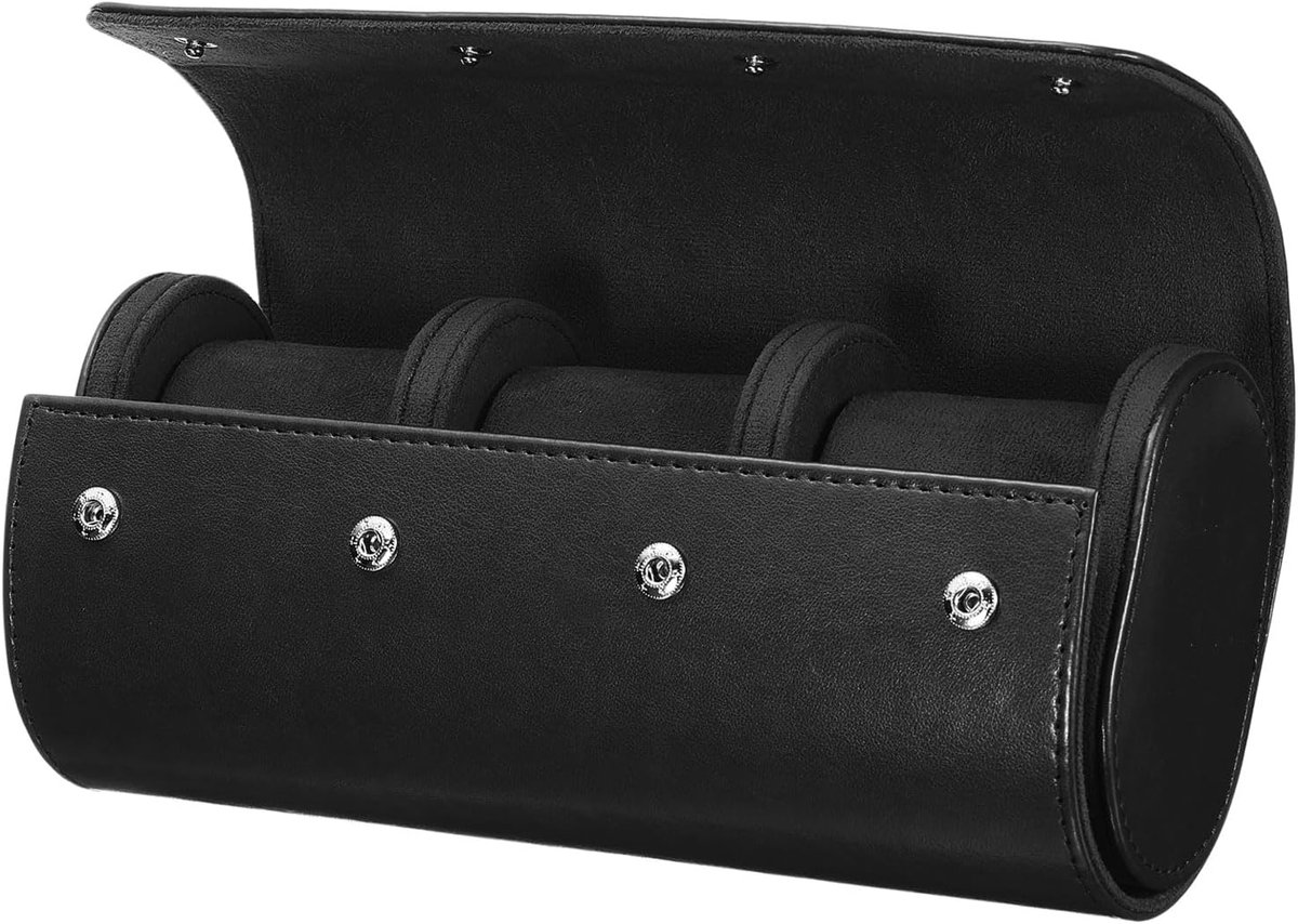 Reisdoos-driekant horlogetas-lederen materiaal, draagbaar ontwerp-voor mannen en vrouwen-opvang-afneembaar horlogekussen-huishoudelijke artikelen opslag-zwart model