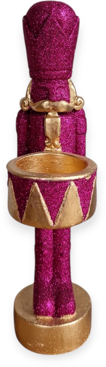 Daan Kromhout – Waxinehouder – Notenkraker – Fuchsia – Goud – Steen -15x9x37cm