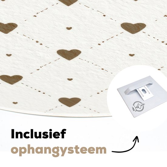 WallCircle® Wandcirkel 90x90 cm - Muurcirkel Hartjes - Patroon - Raster - Klassiek - Muurdecoratie woonkamer - Wanddecoratie slaapkamer - Kamer decoratie accessoires - Ronde schilderijen