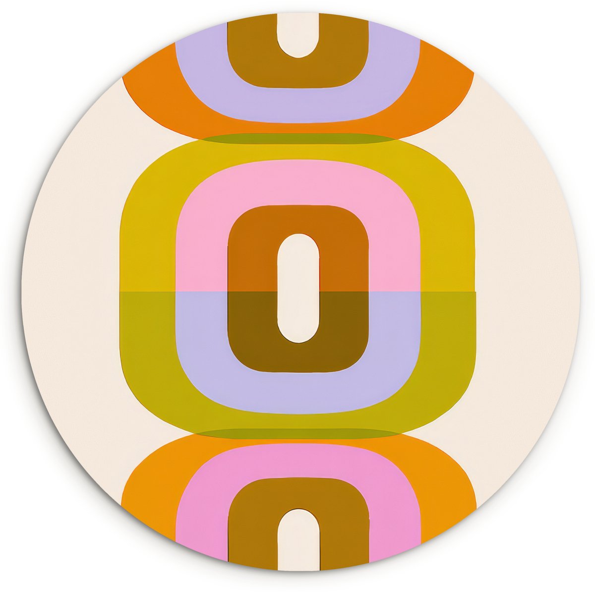 WallCircle Wandcirkel 140x140 cm - Muurcirkel Stapel - Vormen - Geblokt - Oranje - Muurdecoratie woonkamer - Wanddecoratie slaapkamer - Kamer decoratie accessoires - Ronde schilderijen