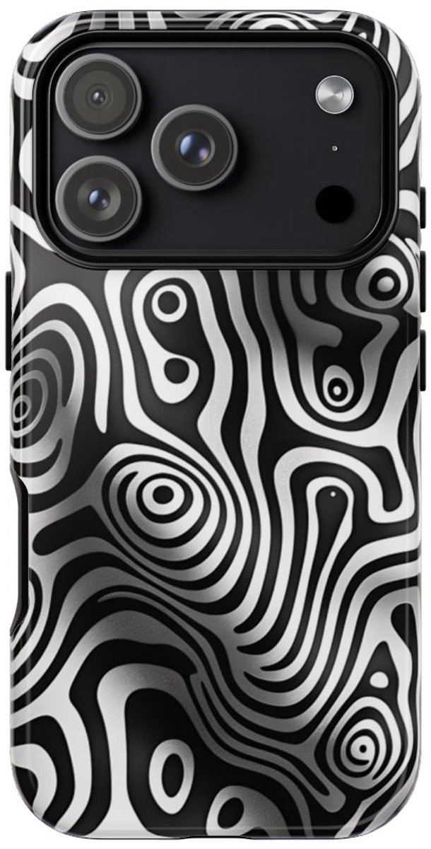 Zwart-Wit Abstract Lijnenspel – Telefoonhoesje Geschikt voor iPhone 17 Pro