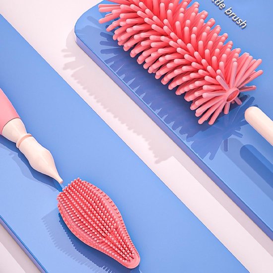 3 stuks Flessenborstel Baby - Flessenreiniger -Speenborstel - BPA vrij - Siliconen Flessenborstel - babyflessenborstelset - met voet - reinigingsborstel - geschikt voor babyspenen en flessen - groen — afbeelding 3