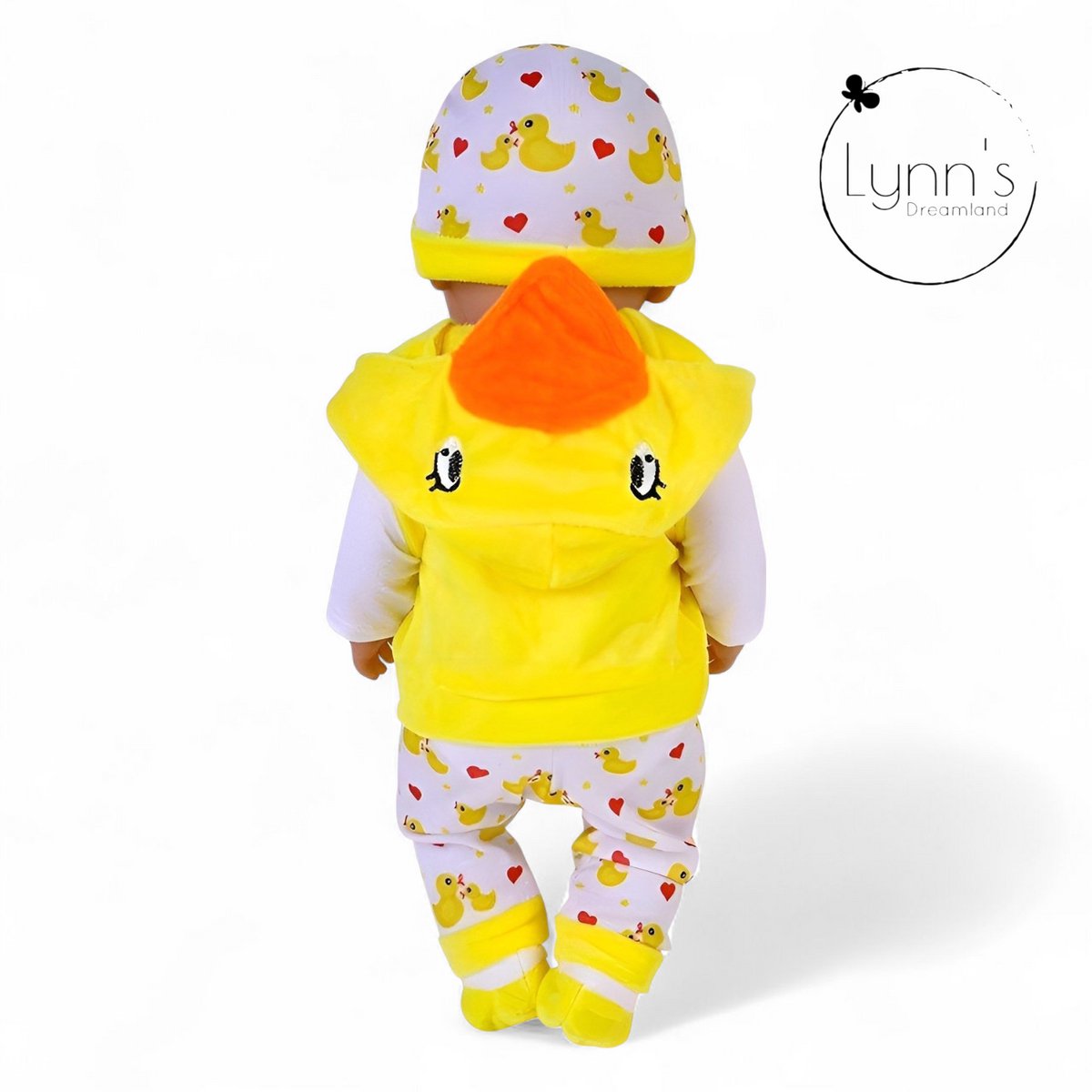 Poppenkleertjes voor babypop 43 cm - Gele eend set - In cadeauzakje - Poppenkleding geschikt voor o.a. Baby Born pop — afbeelding 8