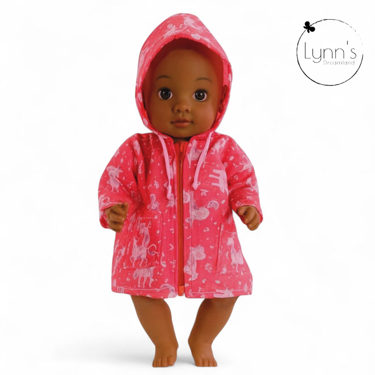 Poppenkleertjes voor babypop 43 cm - Roze eenhoorn regenjas - In cadeauzakje - Poppenkleding geschikt voor o.a. Baby Born pop — afbeelding 9