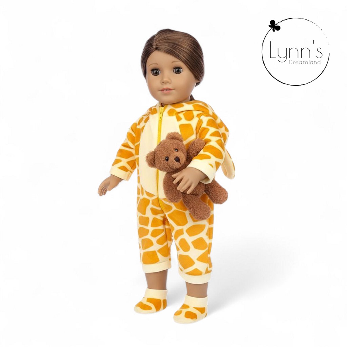 Poppenkleertjes voor babypop 43 cm - Gele giraffe onesie - In cadeauzakje - Poppenkleding set geschikt voor o.a. Baby Born pop — afbeelding 9