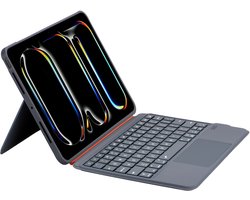 Toetsenbord Hoes voor iPad 11e Generatie 11 Inch (A16, 2025) - Grijs - Casemania Split Keyboard Tablet Case met Touchpad - Afneembare Magnetische Silicone Smart Cover met Standaardfunctie - QWERTY Keyboard met Verlichting en Bluetooth Verbinding