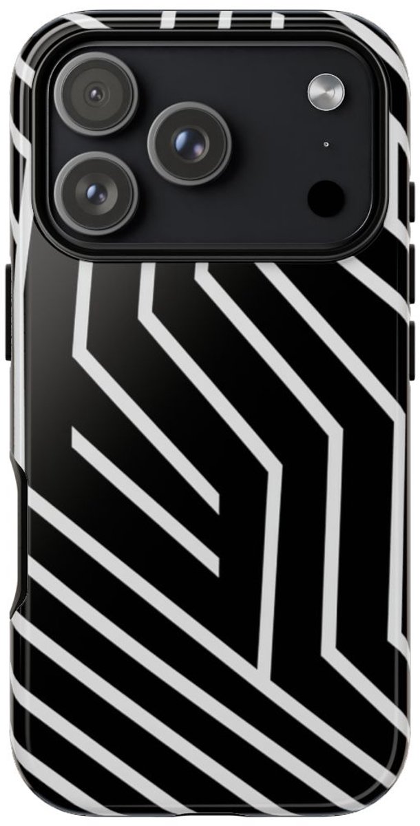 Zwart-Wit Geometrisch Lijnpatroon – Telefoonhoesje Geschikt voor iPhone 17 Pro