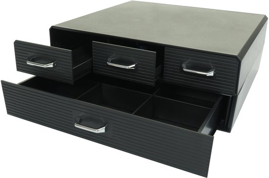 Boîte à tiroirs pour capsules de café/sachets de thé MCW-L99, boîte de rangement avec 4 tiroirs boîte 13x34x31cm
