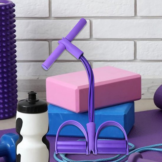 Home 4 Buizen Spanning Touw Pedaal Weerstandsband Elastische Sit Up Oefening Trekkoord Band met Handvat, Fitnessapparatuur Yoga Body Trimmer Shaper voor Buik/Taille/Arm/Been Stretching Afslanken