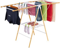 Wasrek inklapbaar - 100x148x56 cm - inklapbaar - staand - bamboe - wit