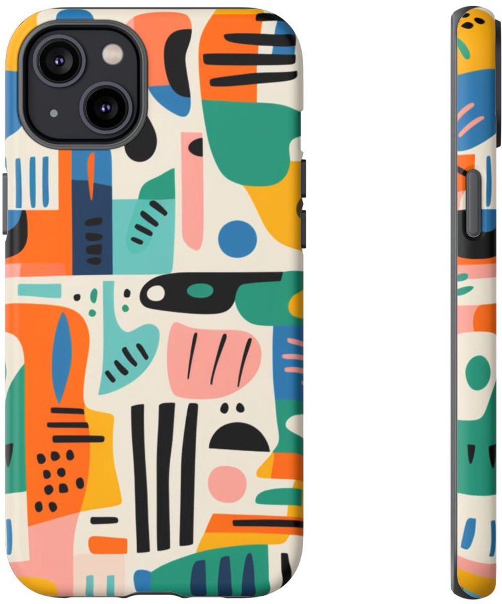 Kleurrijk Abstract Geometrisch Patroon – Telefoonhoesje Geschikt voor iPhone 14 Plus