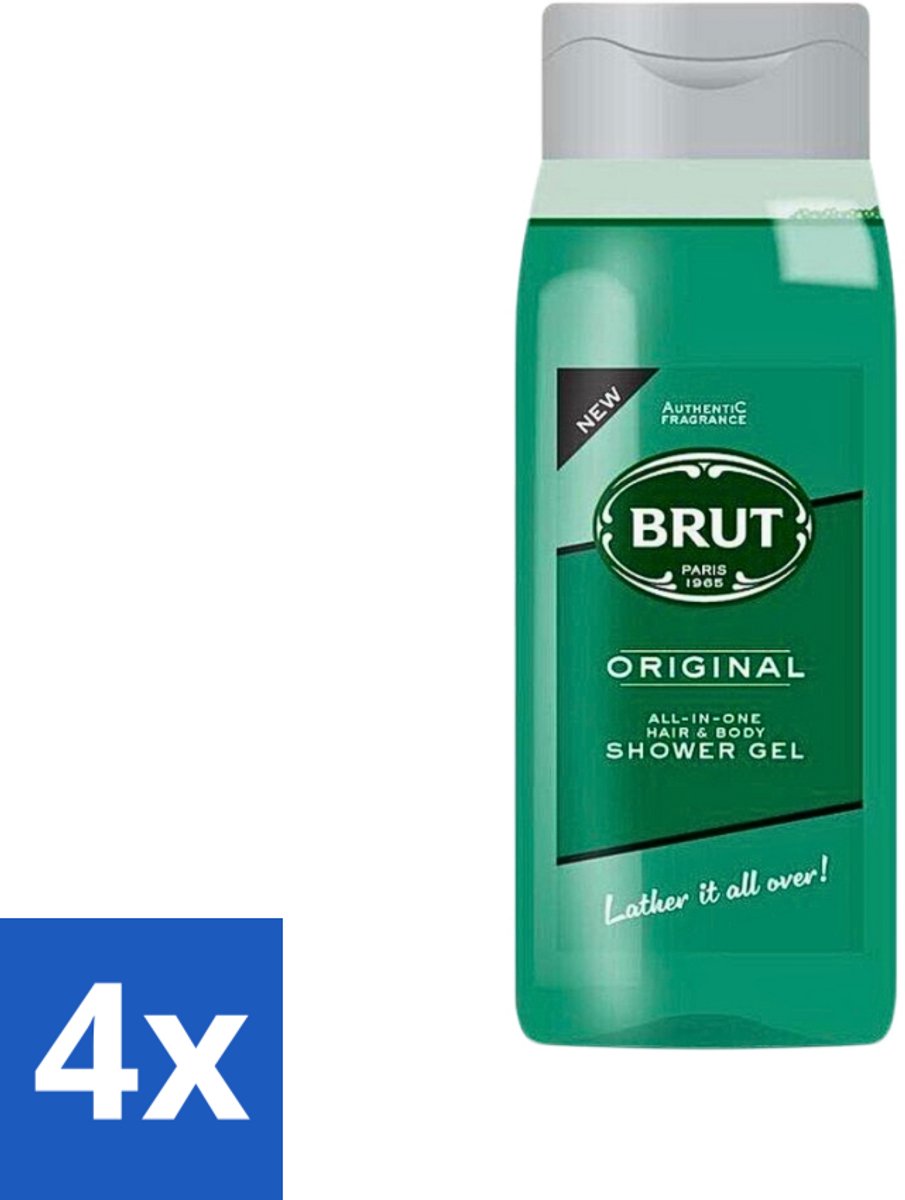 4 x Brut - Douchemiddel - All in One Haar en Body - Original - Verzorgend & Verfrissend - 500ml - Douchegel Haar En Lichaam - All In One Douchegel - Brut Original - Verzorgende Douchegel - Frisse Douchegel