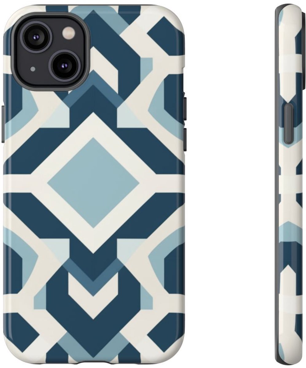 Blauw Geometrisch Patroon – Telefoonhoesje Geschikt voor iPhone 14 Plus