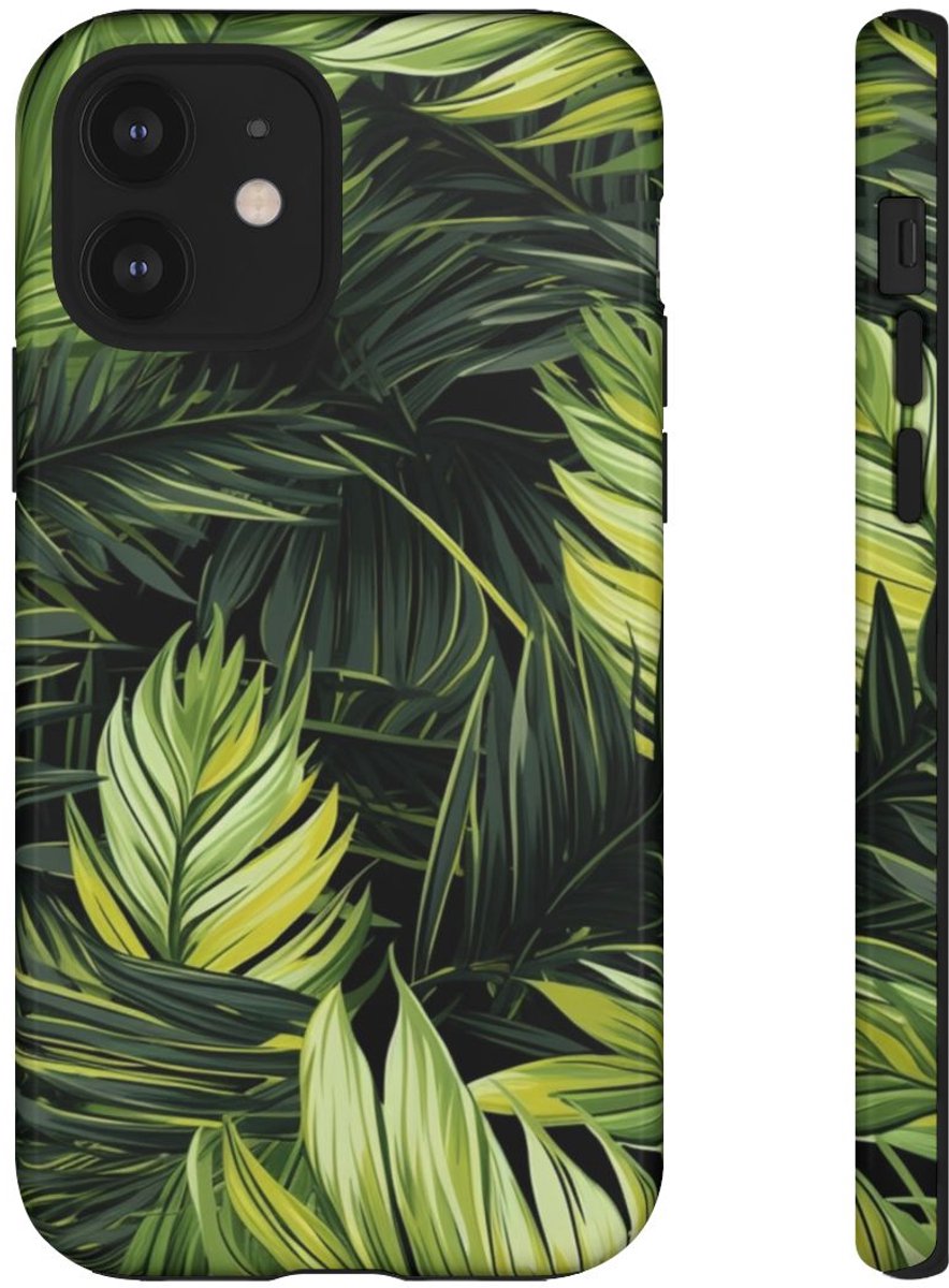 Groen Tropisch Palmbladerenpatroon – Telefoonhoesje Geschikt voor iPhone 12