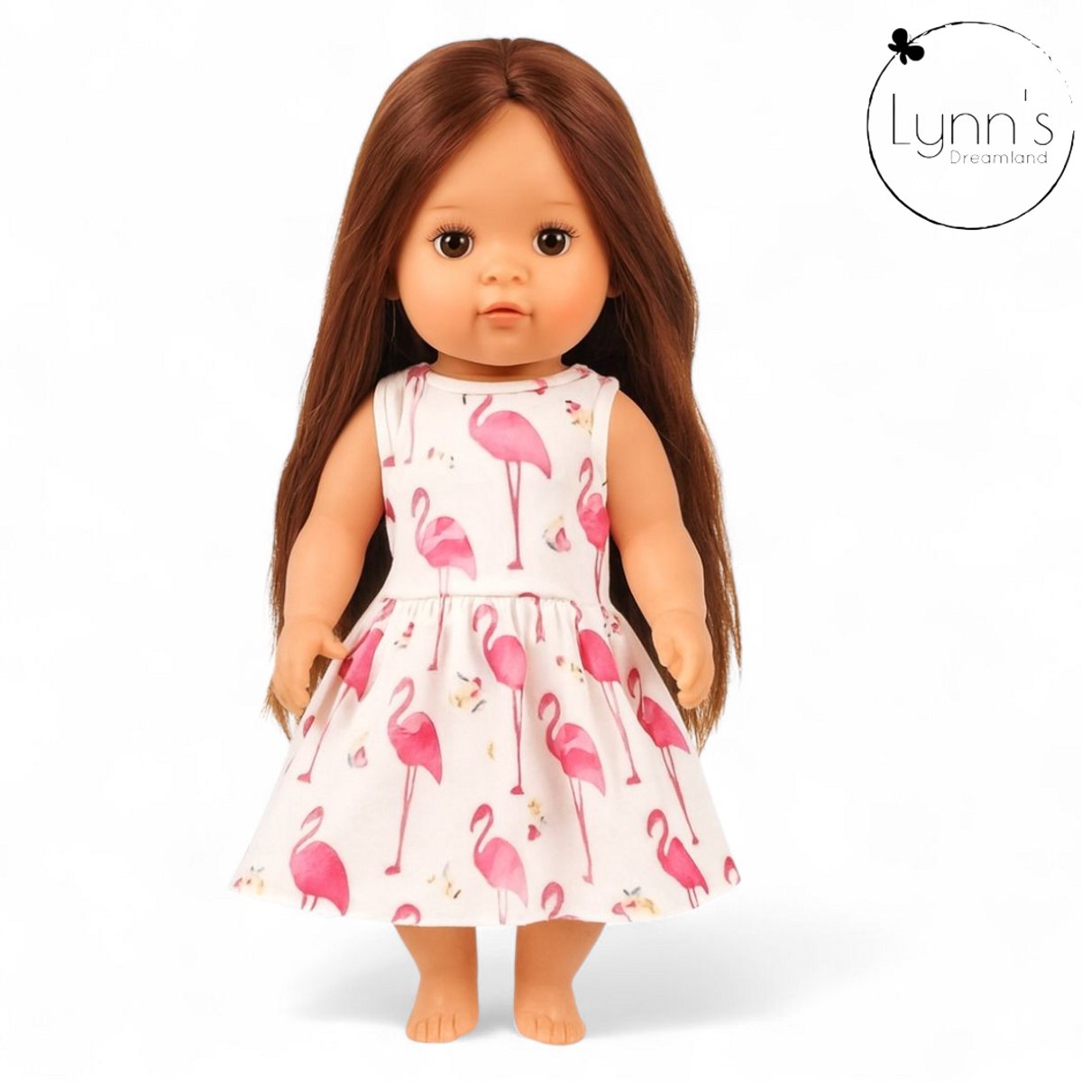 Poppenkleertjes voor babypop 43 cm - Flamingo jurk met onderbroekje - In cadeauzakje - Poppenkleding geschikt voor o.a. Baby Born pop — afbeelding 11