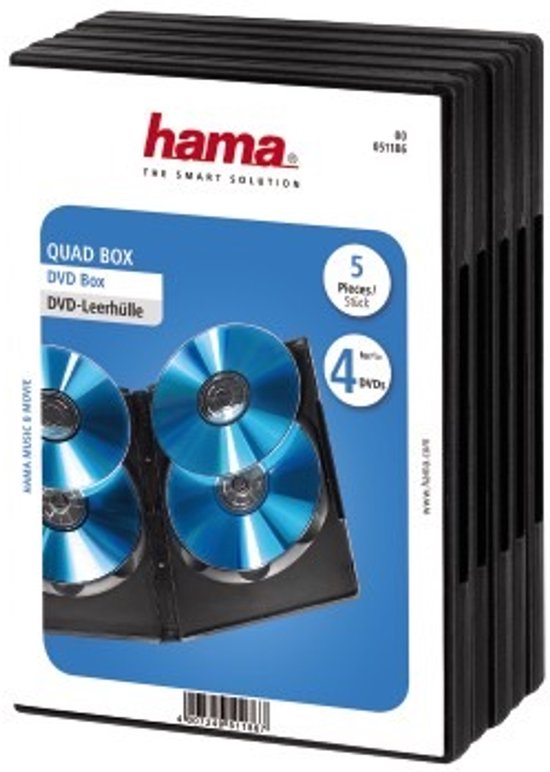 hama-dvd-quad-box-5-stuks-zwart-4-voudige-opbergdoosjes-voor-dvd