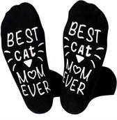 SilverAndCoco - Katten Sokken / Gekke Vrolijke Foute Kleding / Leuke Grappige Happy Dikke Socks / Huissokken Verjaardag Geschenk accessoires Sok Outfit Katoen / Vrouwen Sinterklaas Schoen Kerst cadeau met Tekst - Kat / Cats / Cat Mom