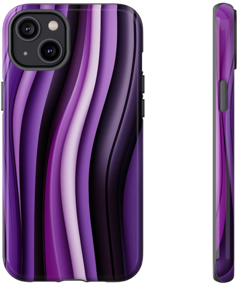 Paarse Golvende Strepen Abstract Ontwerp – Telefoonhoesje Geschikt voor iPhone 14 Plus