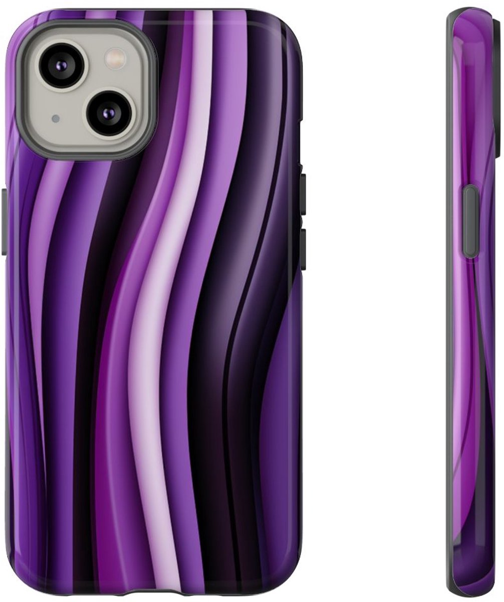 Paarse Golvende Strepen Abstract Ontwerp – Telefoonhoesje Geschikt voor iPhone 14