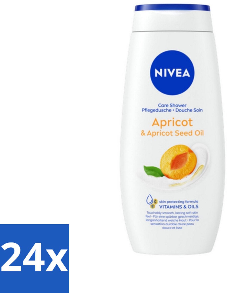 24 x Nivea - Douchegel - Soft Apricot - Huidbeschermend - 250 ml - Douchegel - Huidbeschermend - Abrikozenpitolie - Druivenpitolie - Vitamine C