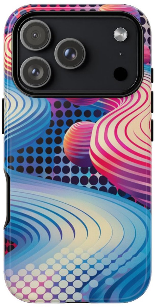Kleurrijke Abstracte 3D-Golven en Bollen – Telefoonhoesje Geschikt voor iPhone 17 Pro