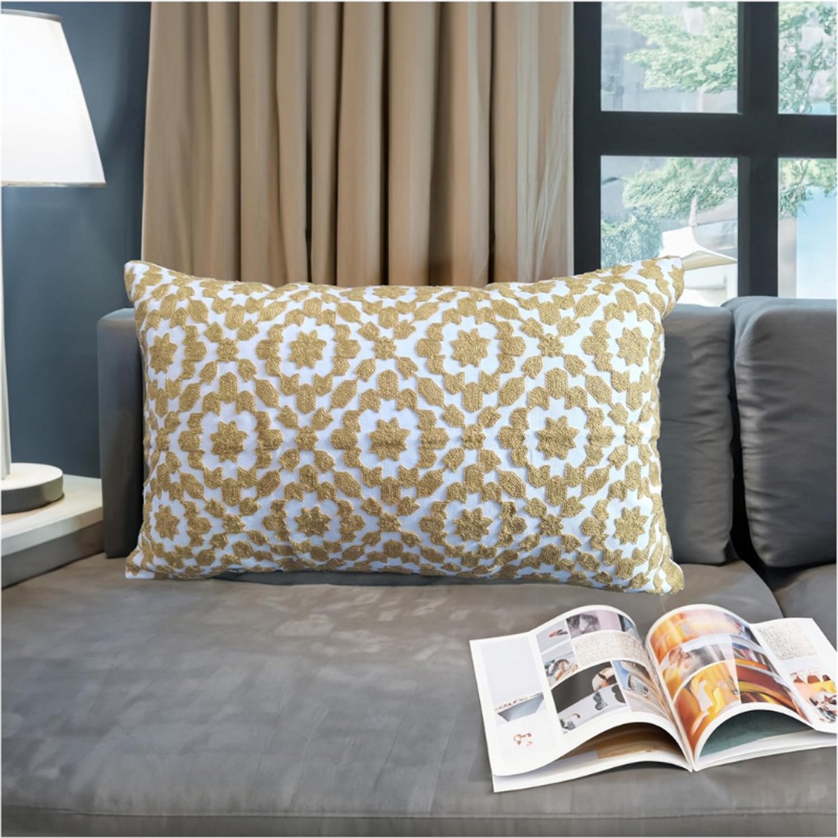 Kussenhoezen Set – Zware Borduur Kussenhoes & Katoenen Fluwelen Sierkussenhoes – Luxe Decoratieve Kussenhoezen Voor Bank En Slaapkamer