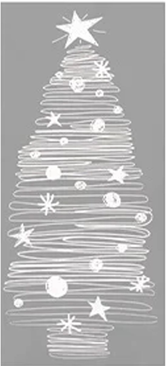 Anna's Collection Kerst raamstickers Witte kerstboom - vel van 23 x 49 cm - raamdecoratie - raamversiering