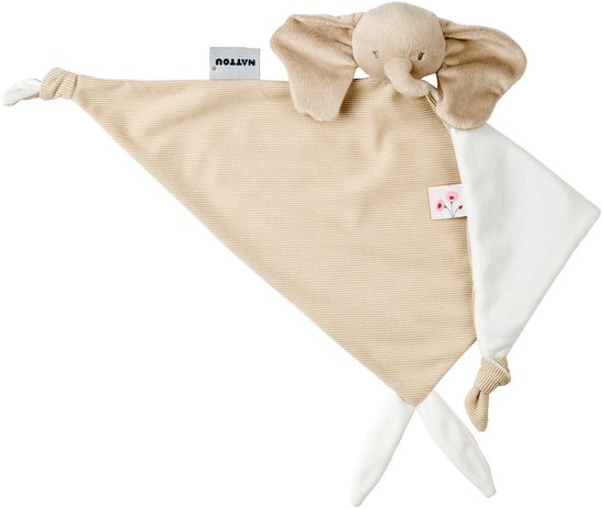 Nattou FanFan Baby Knuffeldoekje - 65 x 40 cm - Doudou Olifant - Baby Cadeau - Zand