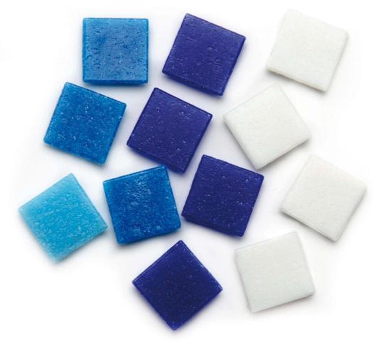 Glorex mozaiek steentjes/tegeltjes - groot verpakking - vierkant - 440x stuks - blauw - 2 x 2 cm