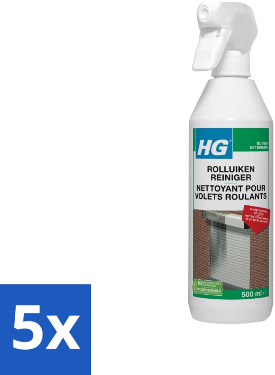 5 x HG Rolluiken Reiniger 500 ml - Rolluiken Reinigen - Rolluiken Reiniger - Rolluik Reinigen - Rolluik Reinigingsproduct - Rolluik Reinigen Zonder Krassen
