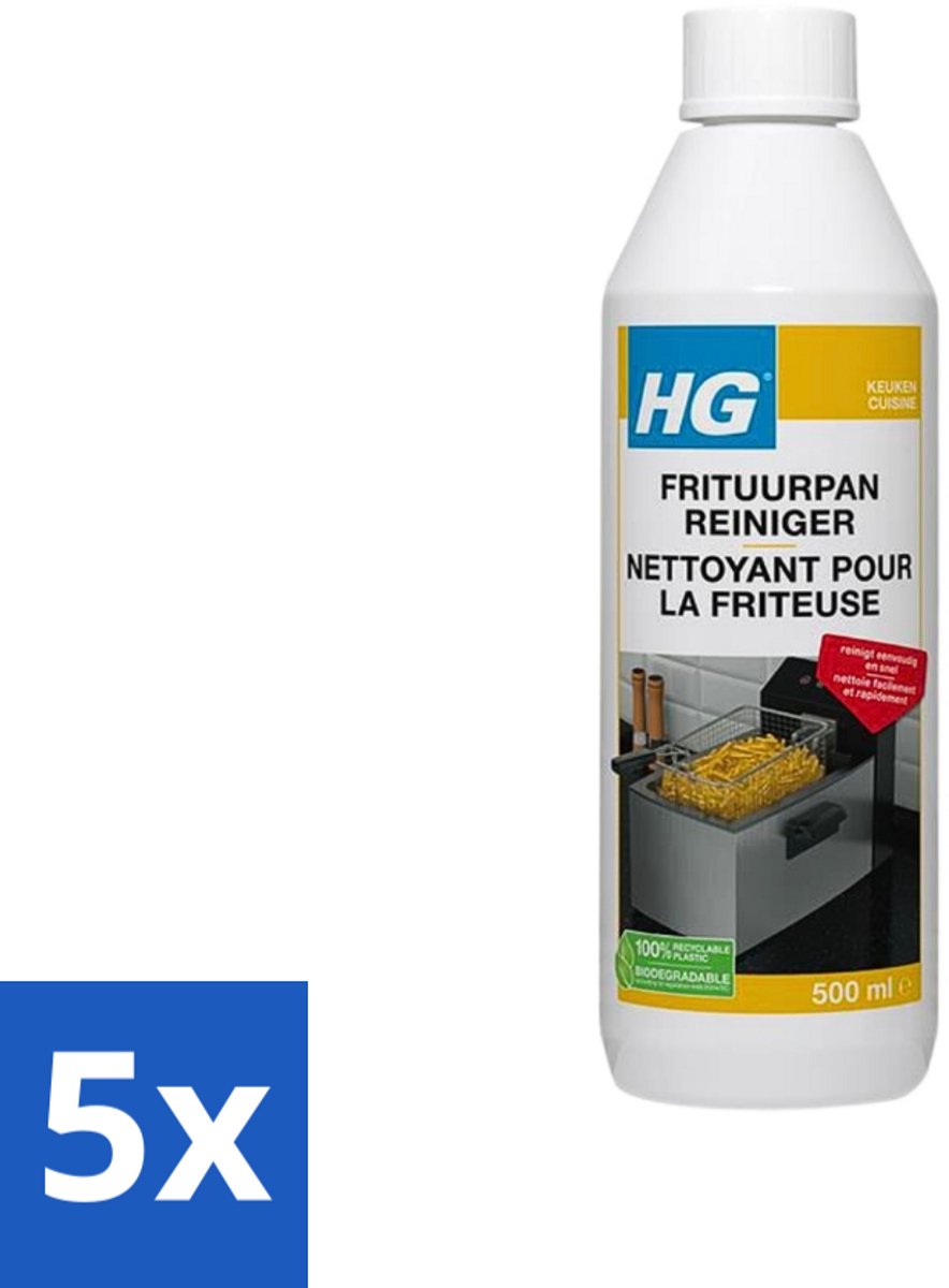 5 x HG Frituurpanreiniger 500 ml - Frituurpan Reinigen - Vet Verwijderen - Frituurvet Reinigen - Frituurpan Reiniger - Frituurpan Schoonmaken
