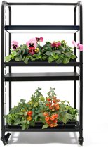 Plantenrek met full-spectrum LED - Verrijdbaar en Verstelbaar - 2 lagen – 61 × 30 × 115 cm – 48 W