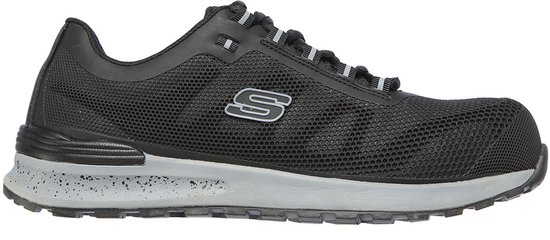 Chaussure de travail noire avec semelle grise mouchetée et logo S.
