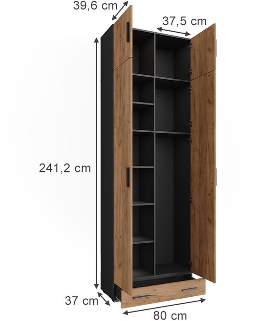 Kast Module 24 Vicco Ingo Universele kast – 80 x 241.2 cm met kastbovenkant en ...