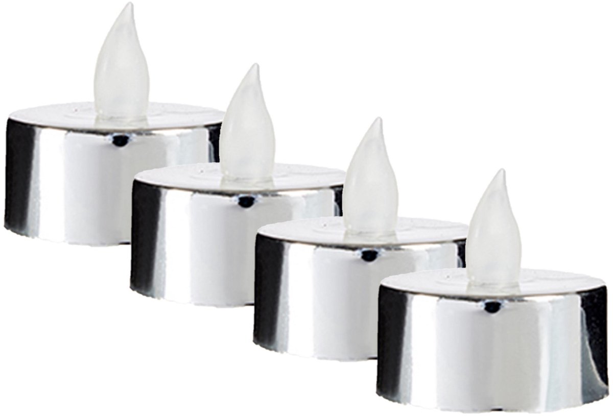 Giftdecor LED waxinelichtjes - 16x - zilverkleurig - incl. batterijen - sfeer theelichtjes