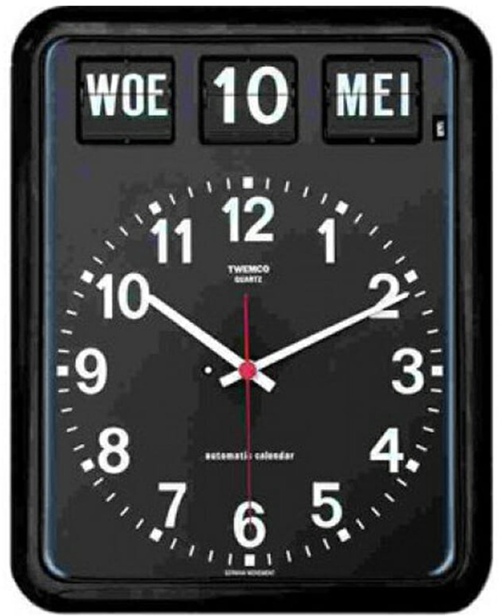 Kalenderklok | Seniorenklok | Dementieklok | Merk: Twemco | Model: BQ-12 | Kleur: Zwart