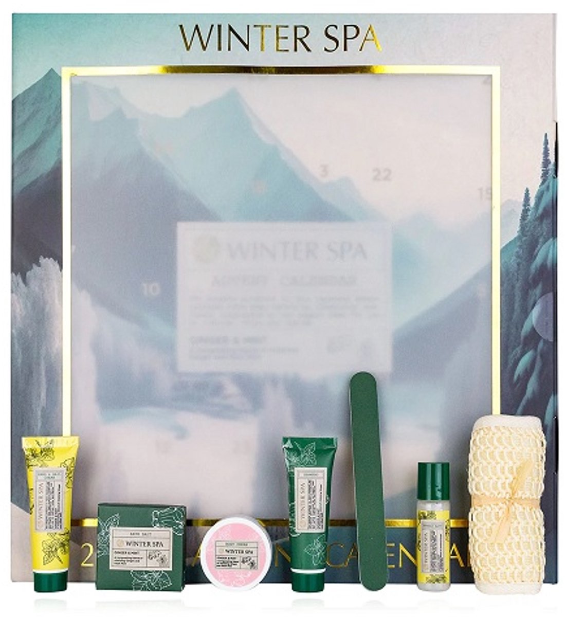 Adventskalender 2025 - winter spa - bad en body - beauty - advent kalender - wellness - 40 x 4,8 x 40 cm