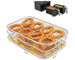 EXCITAT Airfryerrek - Airfryeraccessoire - Stapelbaar - 19 x 13 x 9 cm - Geschikt voor NINJA Foodi Dual Zone Airfryer