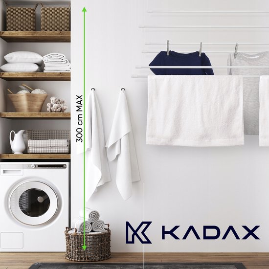 Séchoir à linge KADAX, séchoir à linge mural à 6 colonnes avec barres en acier revêtues de polyéthylène, capacité de charge 12 kg (6 x 140/blanc)