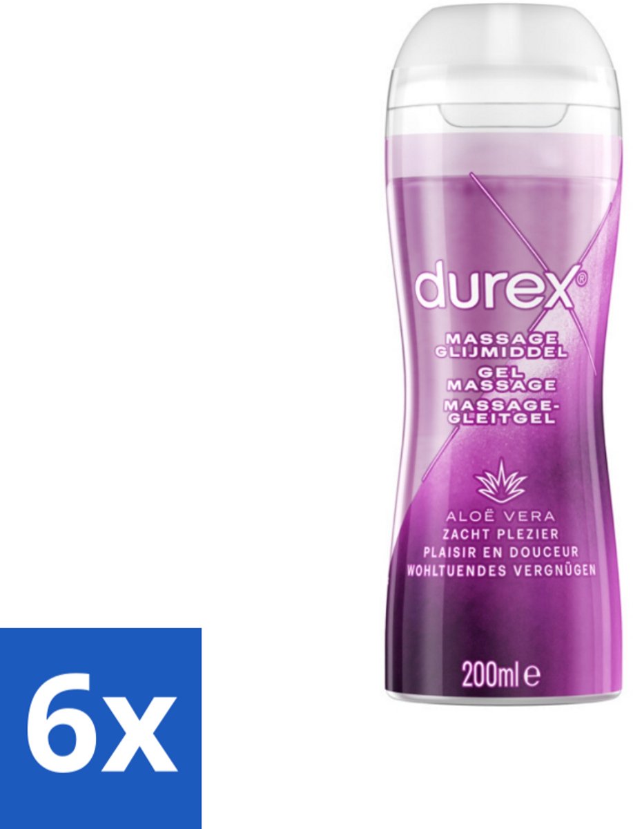 6 x Durex - Massage Olie en Glijmiddel - Aloë Vera - Waterbasis - 200 ml - Durex Massage Olie - Glijmiddel - Aloë Vera - Intiem Gel - Seksgel