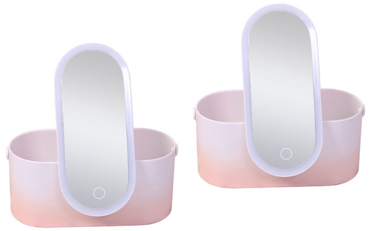 stuks roze ABS LED make-upspiegel reisbureau cosmetische houder