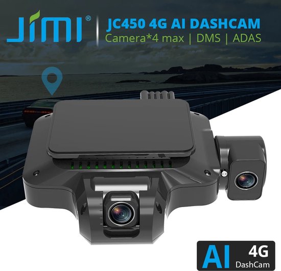 Foto: Xcruiser jimi jc450cc 4g ai dashcam adas 3 4 channes live video gps tracking afstandsbediening monitoring cloud opslag wifi auto recorder gratis app web